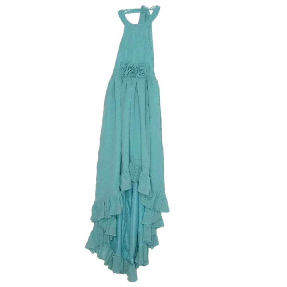 NEW KISMISSA Girl's Bust 28 Waist 26 Halter Neck Rosette Flower Dress Formal